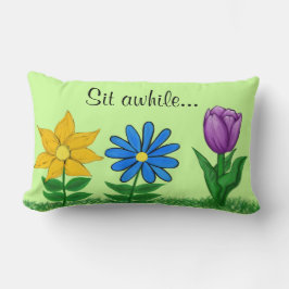 Lumbar Bonito Jardín Flores Cojín decorativo Verde