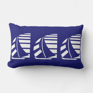 Lumbar Botes de Carreras blanca en Cojín decorativo azul