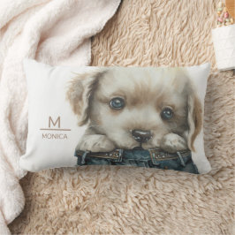 Lumbar Cachorro en jeans Cojín decorativo de monograma de