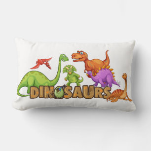 Lumbar Cojín de madera para niños - Dinosaurios coloridos