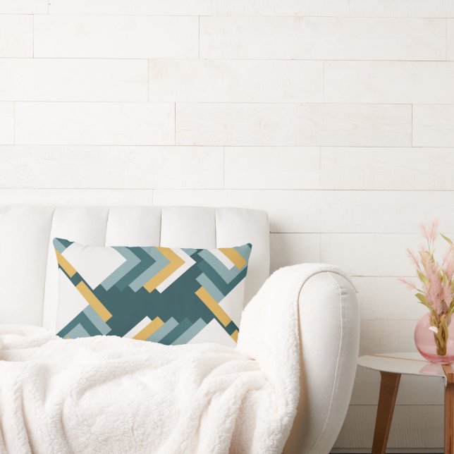 Lumbar Cojín de moda en tonos verdes y mostaza (Sofá)