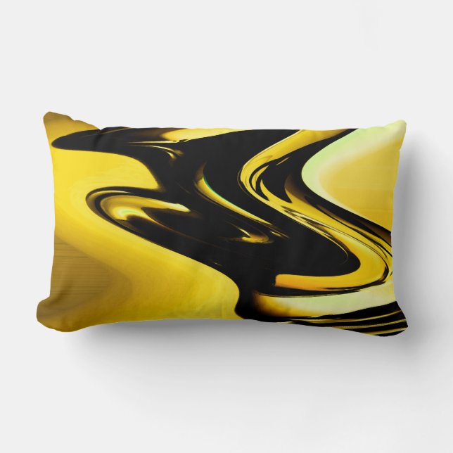 Lumbar Cojín decorativo abstracto amarillo moderno (Anverso)