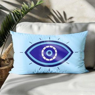 Lumbar Cojín decorativo acento boho azul ojo maligno 