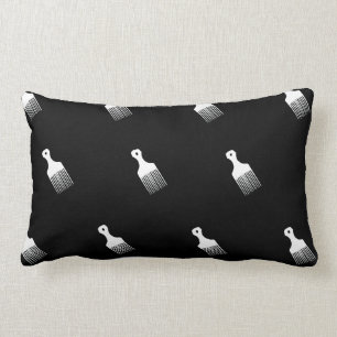 Lumbar Cojín decorativo afro blanco y negro del peine