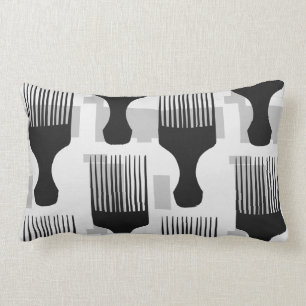 Lumbar Cojín decorativo afro negro y gris del peine