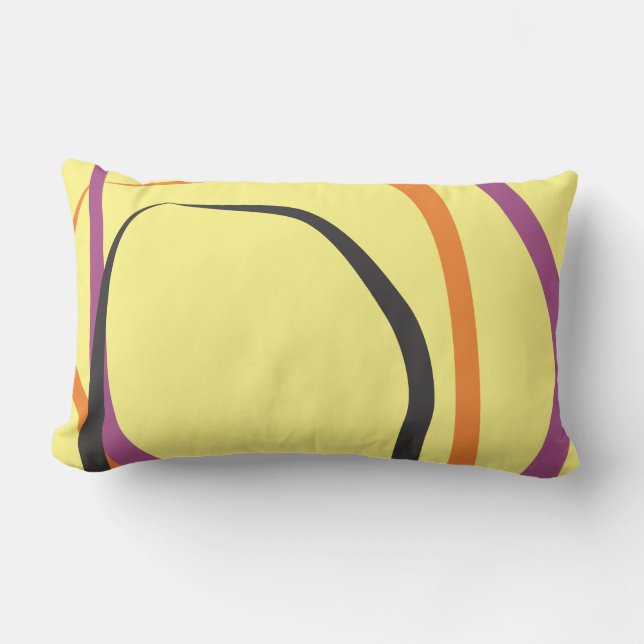 Lumbar Cojín decorativo amarillo con acentos morados y ma (Anverso)