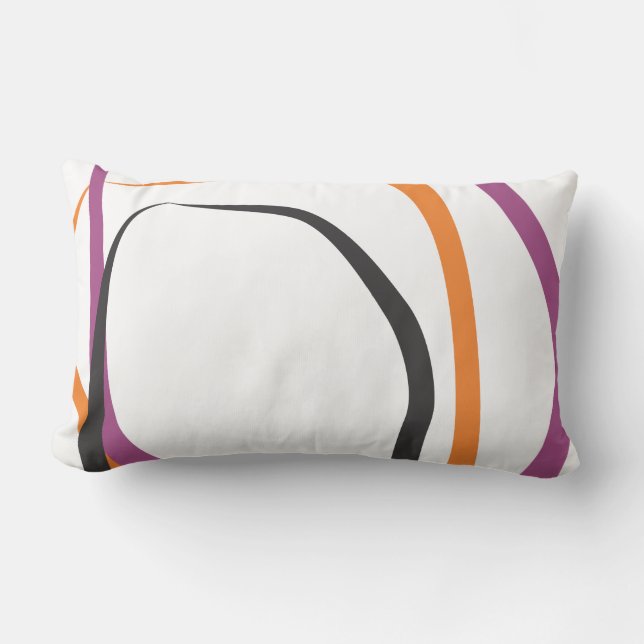 Lumbar Cojín decorativo blanco con acentos morados y mang (Anverso)