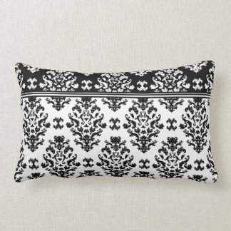 Lumbar Cojín decorativo blanco y negro del damasco