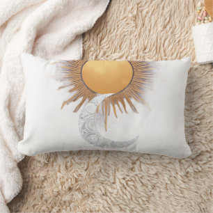 Lumbar Cojín Decorativo Boho Gold Sun Moon Celestial