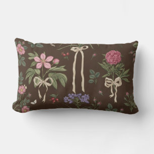 Lumbar Cojín Decorativo Botánico Floral con Lazo