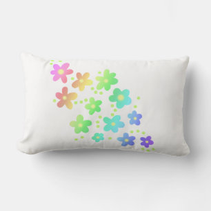 Lumbar Cojín decorativo caprichoso de flores arcoiris