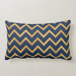Lumbar Cojín decorativo Chevron Blue Gold de la Marina