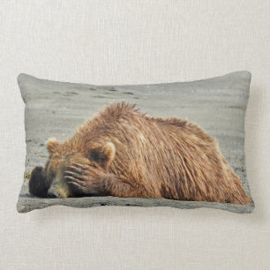 Lumbar Cojín decorativo con el oso grizzly durmiente