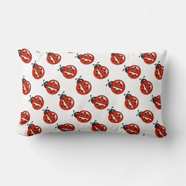 Lumbar Cojín decorativo Cute Red Ladybugs (Anverso)