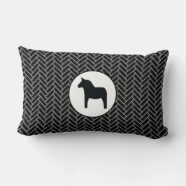 Lumbar Cojín decorativo Dala Horse Black White Herringbon