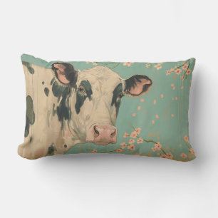 Lumbar Cojín decorativo de árbol de flores de vaca y cere