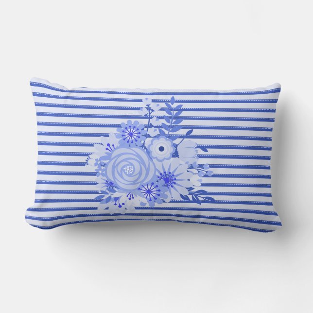 Lumbar Cojín decorativo de bandas azules de moda (Anverso)