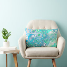 Cojín decorativo de burbujas de abstracto de azul 