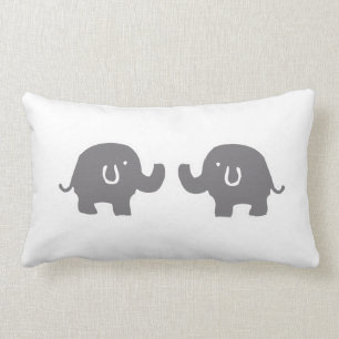 Lumbar Cojín decorativo de Elefantes Gris y Blancos