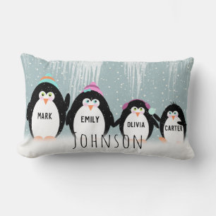Lumbar Cojín decorativo de familia Penguin navidades