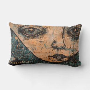 Lumbar Cojín decorativo de figurehead Woodcut V