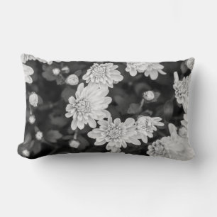 Lumbar Cojín decorativo de flor de primavera blanca y neg