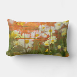 Lumbar Cojín decorativo de flores amarillo blanco margari