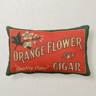 Lumbar Cojín decorativo de flores Naranja