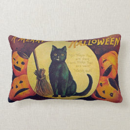 Lumbar Cojín decorativo de gato negro de Halloween vintag