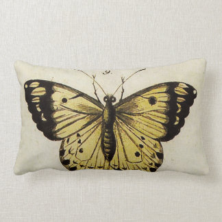 Lumbar Cojín decorativo de la mariposa en limón y negro
