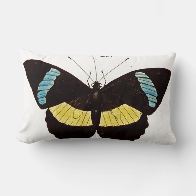 Lumbar Cojín decorativo de la mariposa en negro, (Anverso)