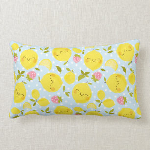 Lumbar Cojín decorativo de limón de fresa azul