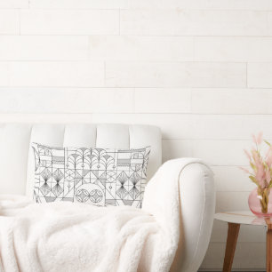 Lumbar Cojín decorativo de líneas de simetría Art Deco