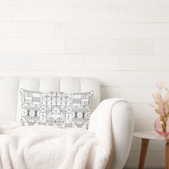 Lumbar Cojín decorativo de líneas de simetría Art Deco (Sofá)