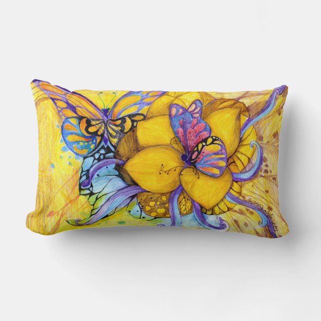 Lumbar Cojín decorativo de mariposas (Anverso)