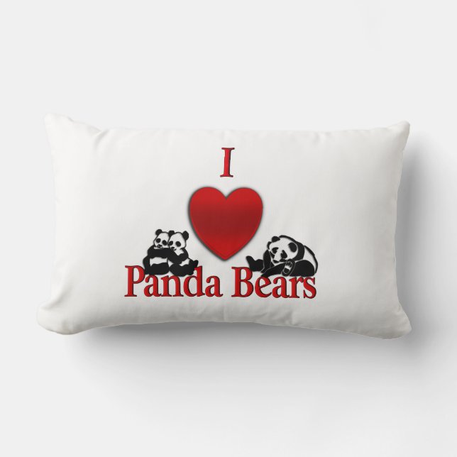 Lumbar Cojín decorativo De Osos De Panda De Corazón (Anverso)