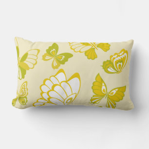 Lumbar Cojín decorativo de patrón de mariposa amarilla