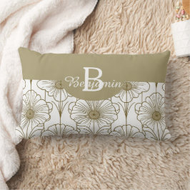 Lumbar Cojín decorativo de patrón floral de línea dorada