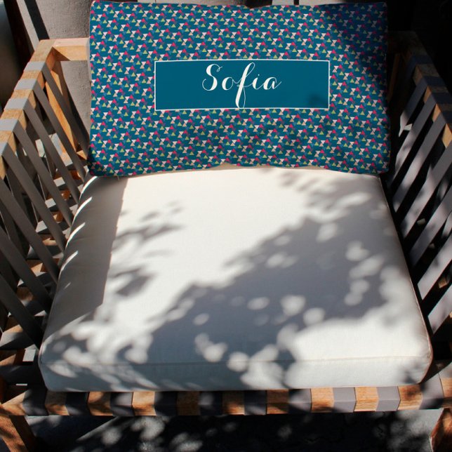 Lumbar Cojín decorativo de patrón geométrico oceánico azu (Subido por el creador)