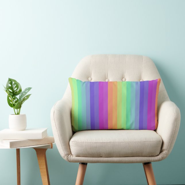 Lumbar Cojín decorativo de raya arcoiris Pastel brillante (Silla)
