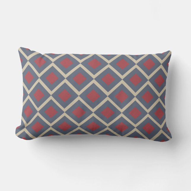 Lumbar Cojín decorativo de Rectángulo Rojo Geométrico de  (Anverso)