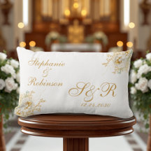Cojín decorativo de regalo de Boda de monograma fl