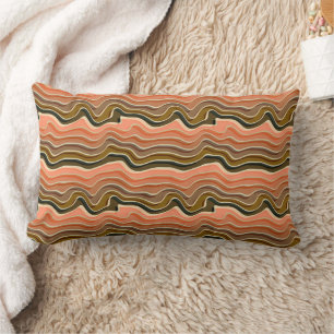 Lumbar Cojín decorativo de tono de tierra con bandas ondu
