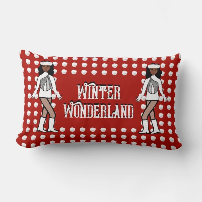 Lumbar Cojín decorativo de vacaciones rojo/blanco/platead (Anverso)