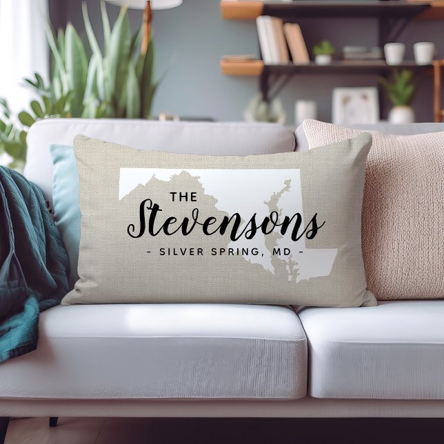 Lumbar Cojín decorativo Estatal Monograma de la Familia M (Subido por el creador)