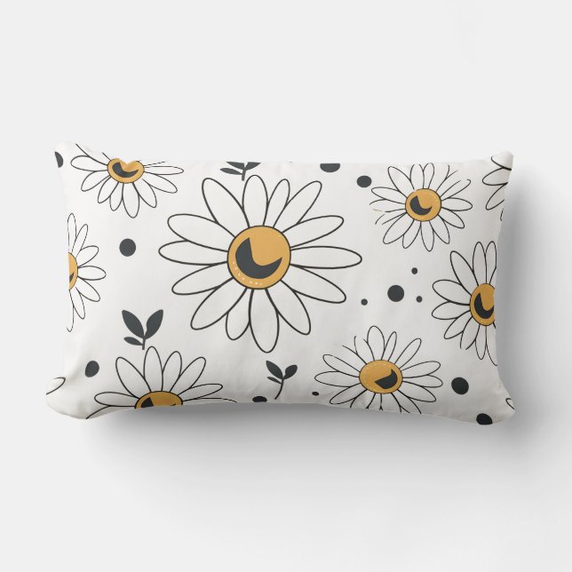 Lumbar Cojín decorativo Floral Boho Daisy (Anverso)