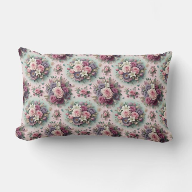 Lumbar Cojín decorativo floral elegante (Anverso)