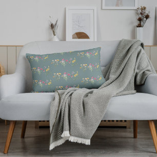 Lumbar Cojín decorativo floral Sage Green Bonito