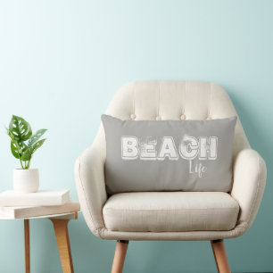 Lumbar Cojín decorativo gris sobre el océano Beach Life