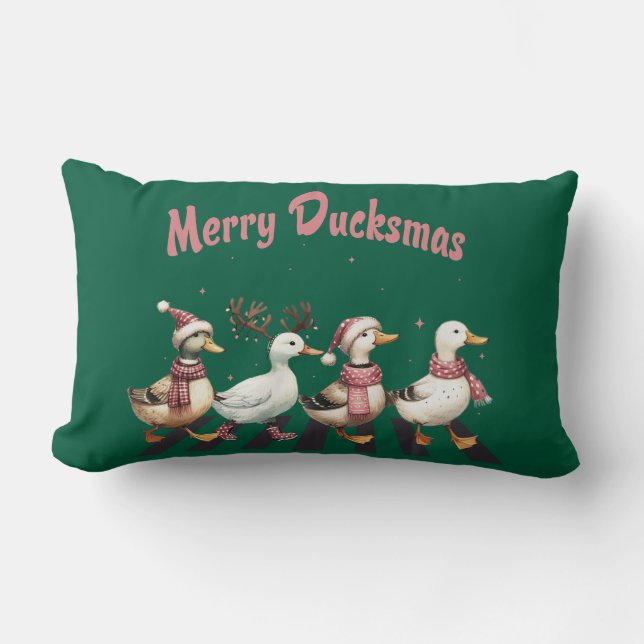 Lumbar Cojín decorativo Merry Ducksmas navidades (Anverso)